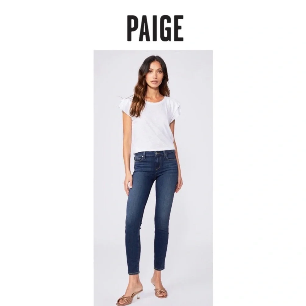 PAIGE Verdugo Dark Indigo High-Rise Skinny Jeans - Picture 1 of 5